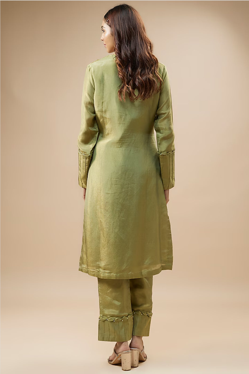 Olive tissue kurti set