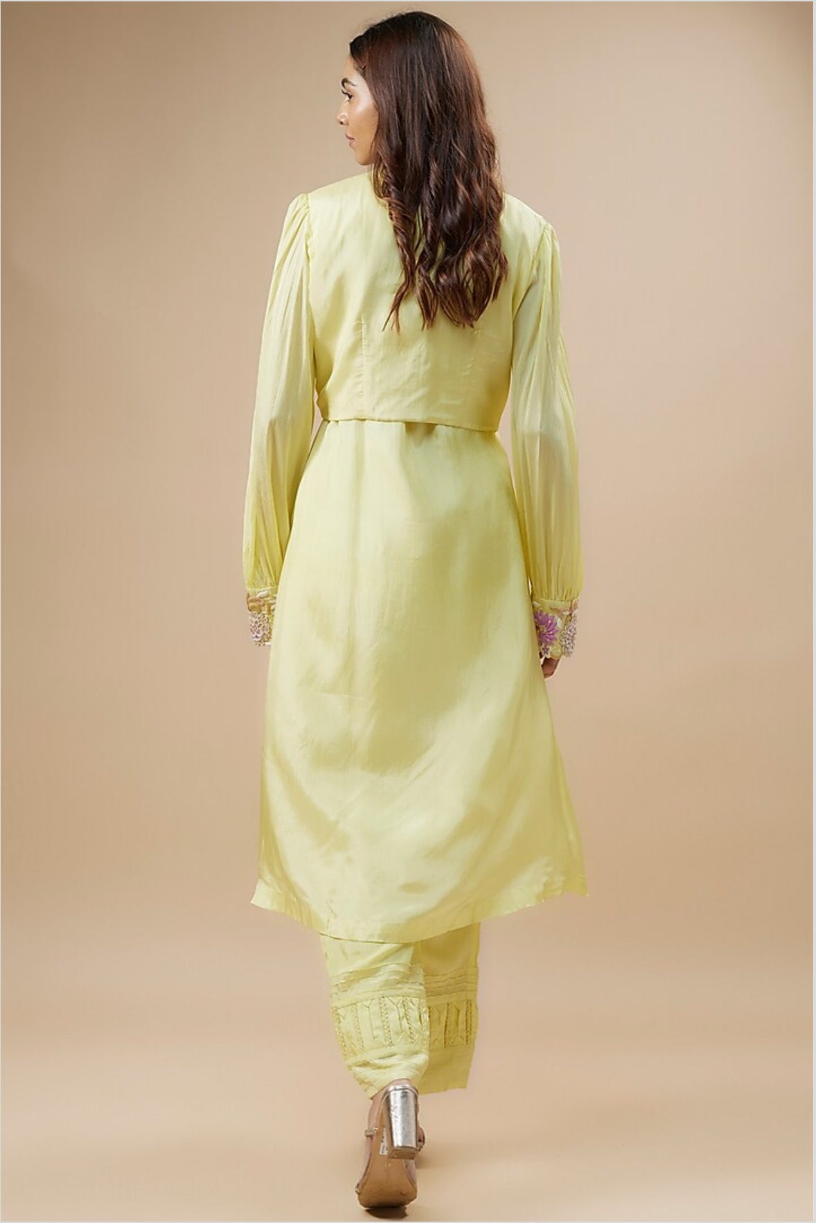 Yellow jacket kurti set