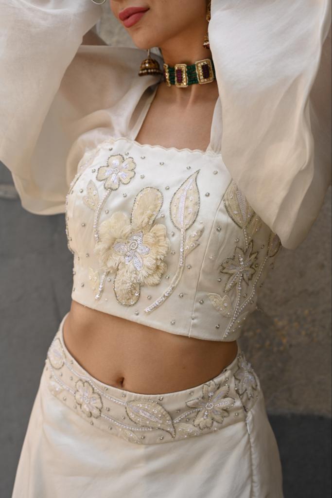 White Lehenga With Floral Design Choli Having Designer Dupatta – Cygnus  Fashion