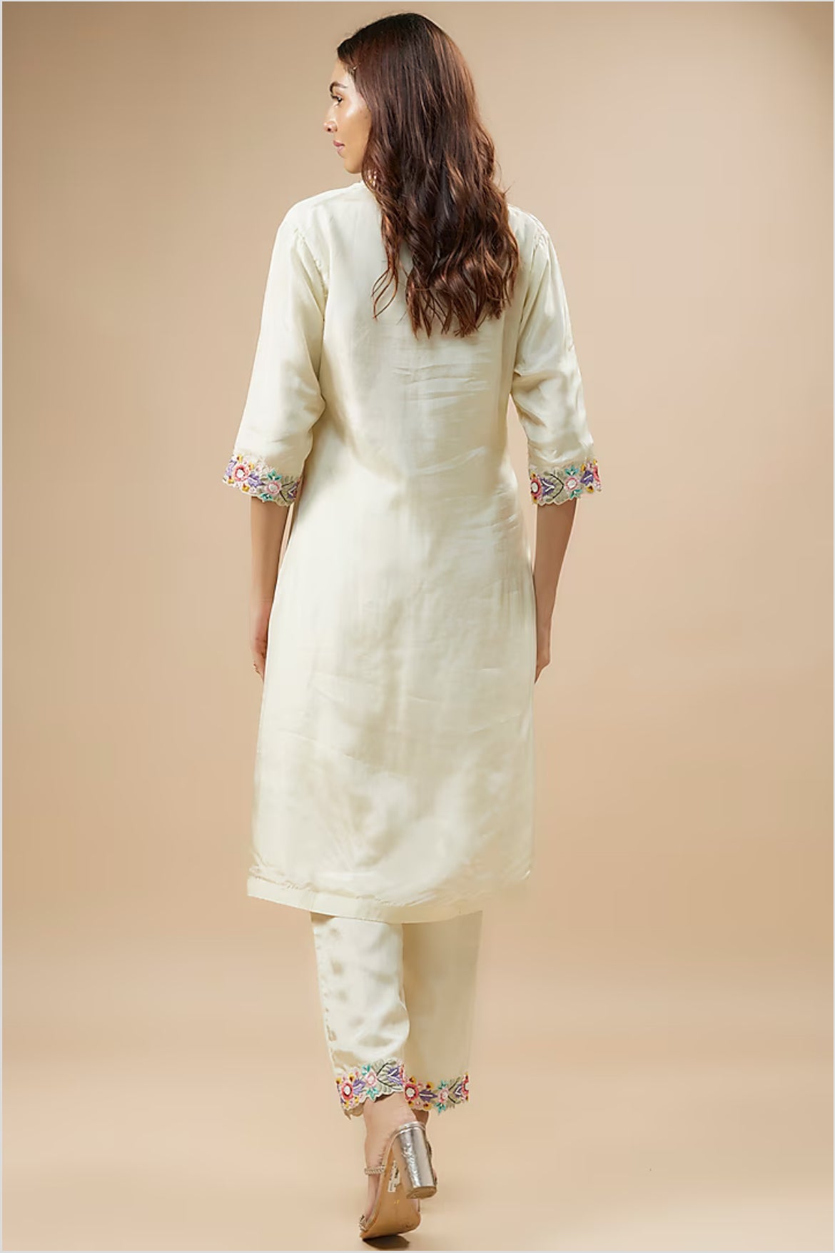 Ivory kurti set with scallop dupatta