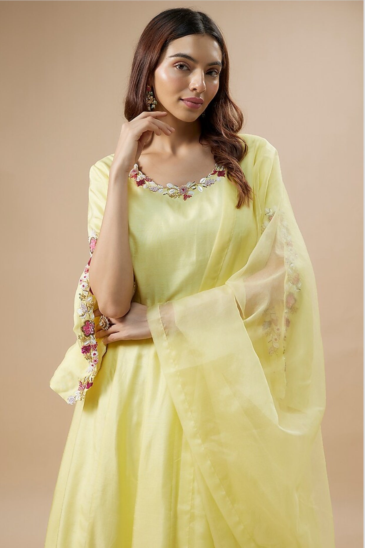 Yellow Anarkali set with dupatta