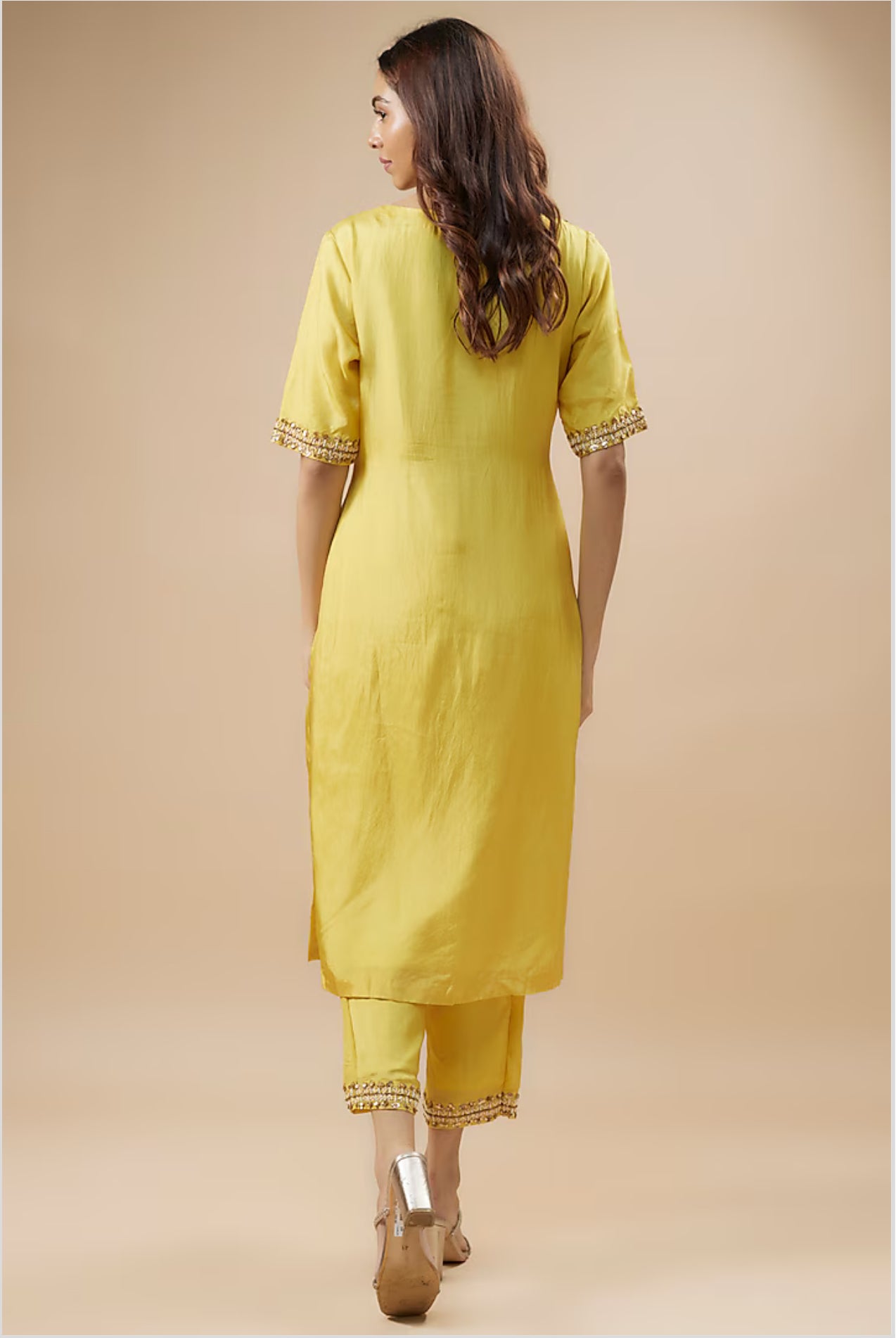 Yellow zari work