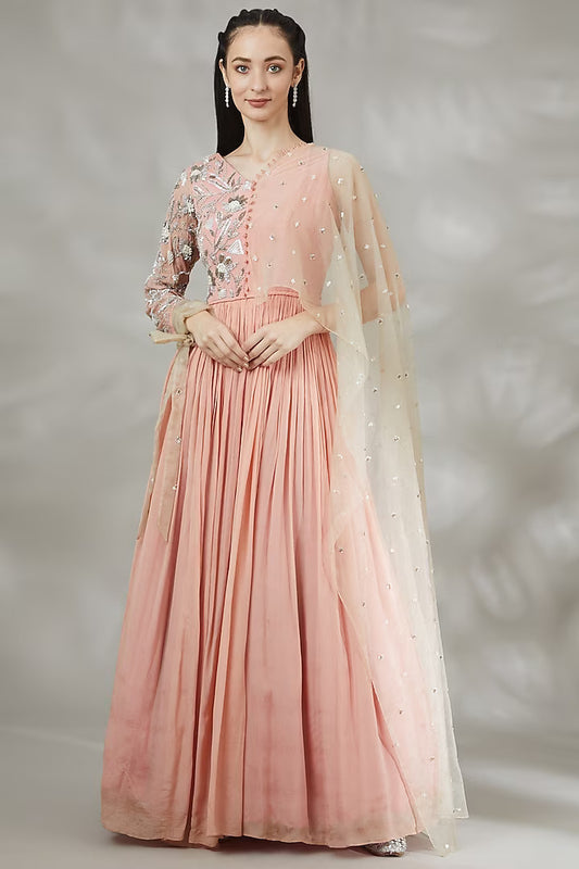 Peach Embellished Gown