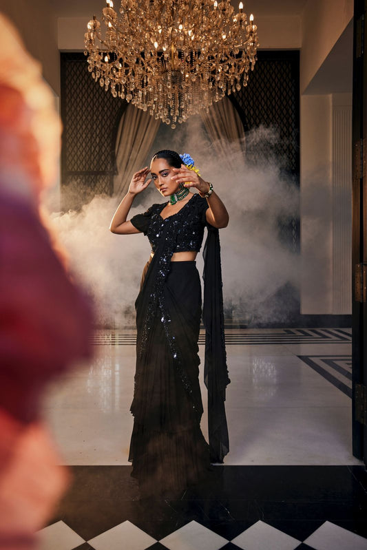 Black draped saree