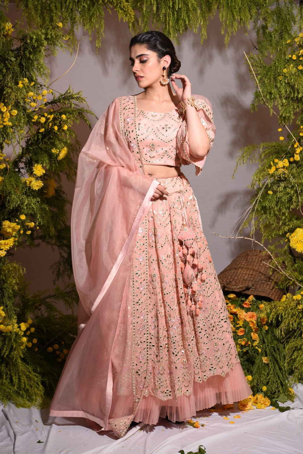 Panchhi Fashion Satin Silk Fancy Gota Patti Lehenga, Net With Lace Border, Pista  Green at best price in Surat