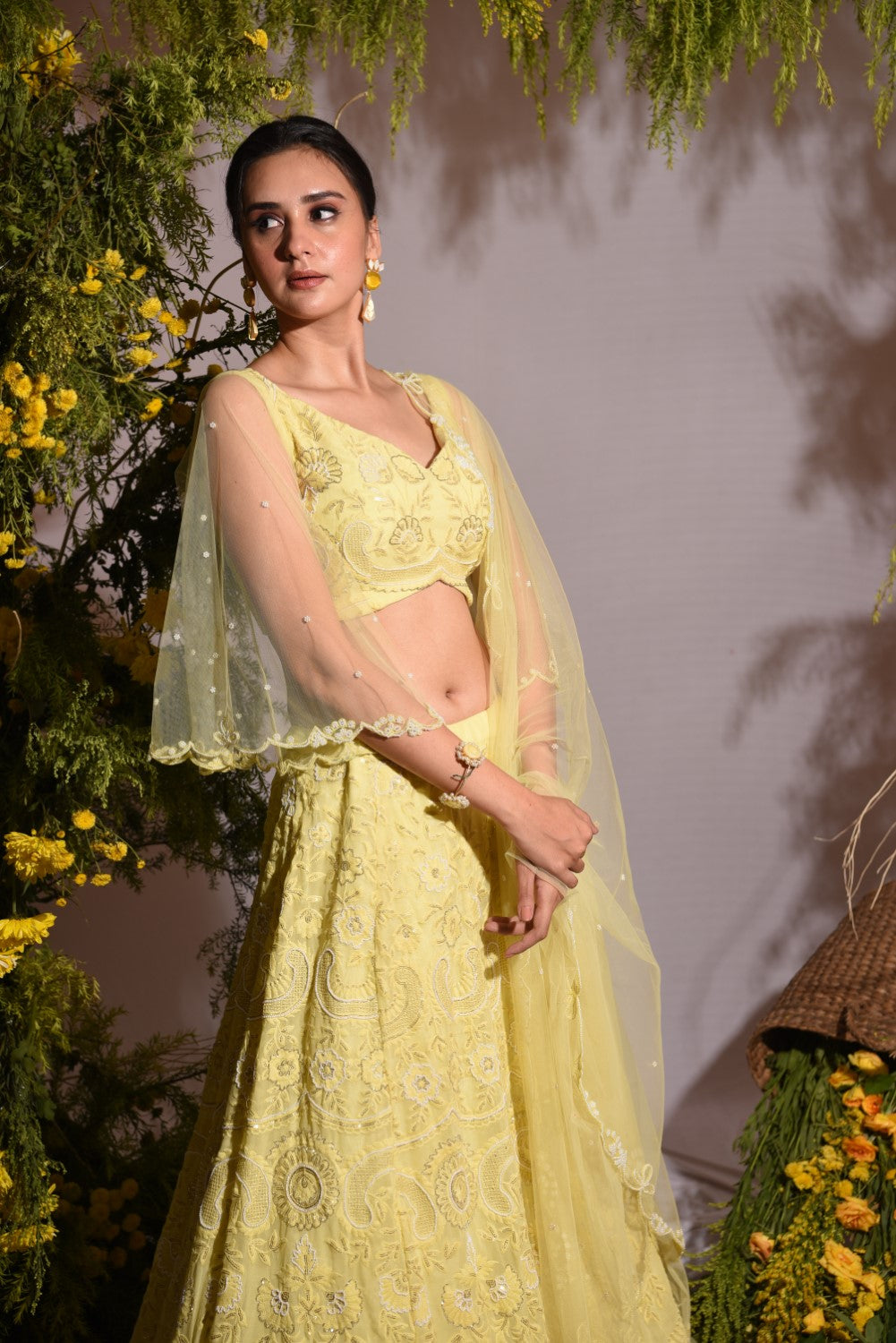 Shop Zahria - Lemon Yellow Jacket, lehenga with blouse and dupatta |  Sheetal Batra - Exquisite Ethnic Wear Online