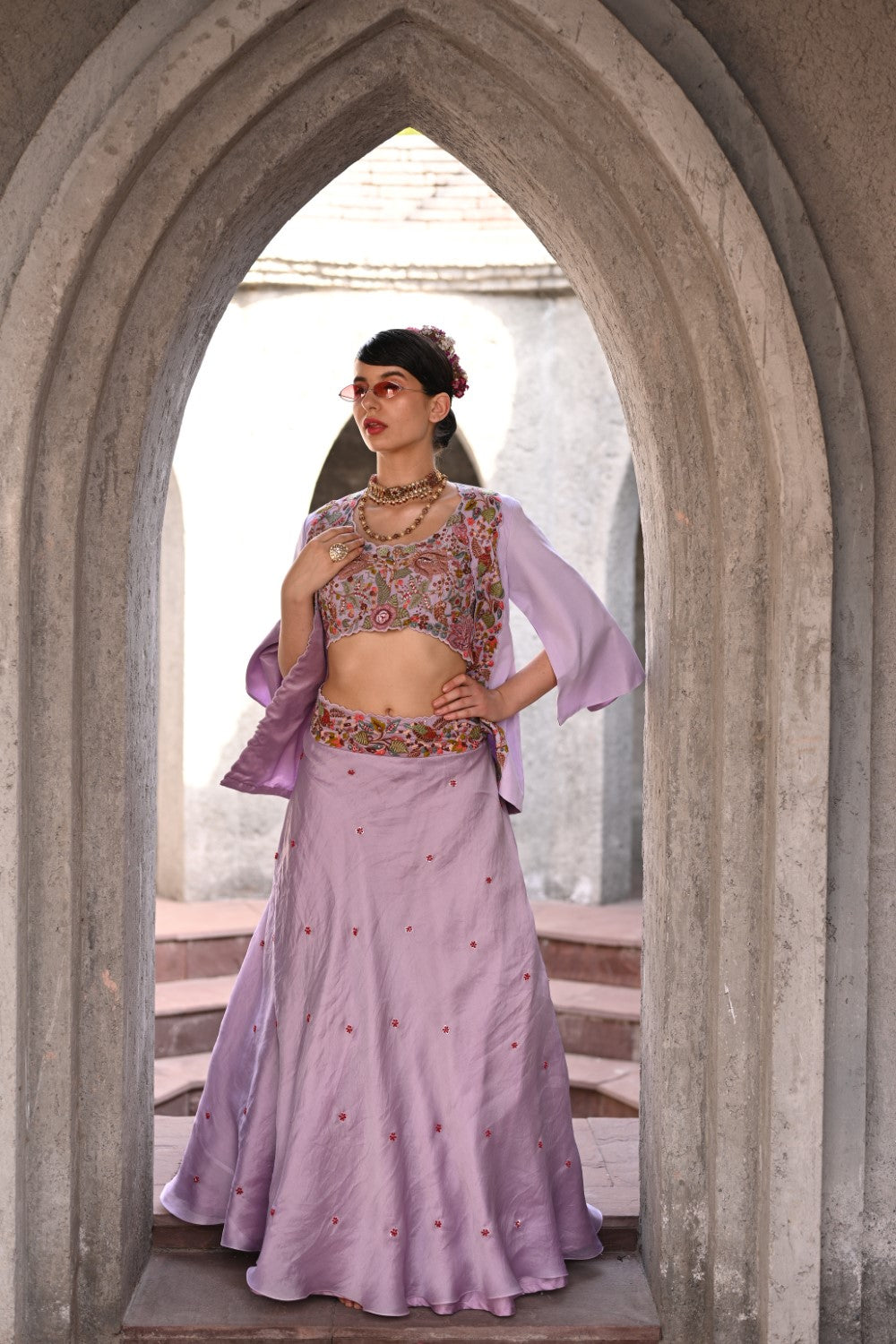 Lavender jacket lehenga set