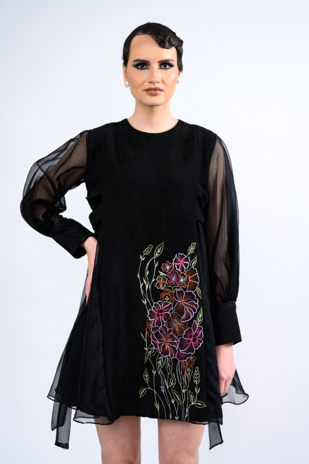 Black Embroidered Playfull Dress